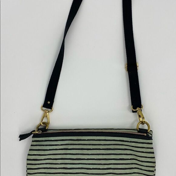 Fossil green striped fold over bag - Picture 6 of 8